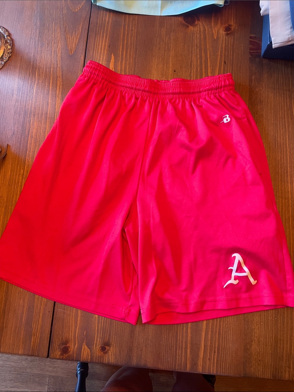 Badger Red Athletic kids Shorts with Elastic Waist arkansas hogs youth large